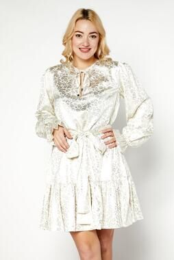 Michael Kors Foil Paisley Mini Dress Size S NWT Silver Tie Waist
